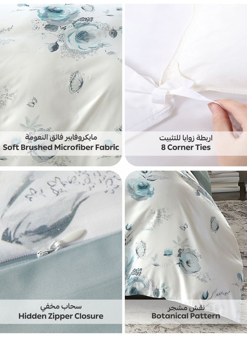 دوناتيلا طقم غطاء لحاف مشجر 6 قطع مقاس مزدوج يناسب سرير 200×200 سم مايكروفايبر ناعم , تصميم راقي و انيق , يناسب جميع الفصول (لا يشمل حشوة اللحاف)  - Image 5