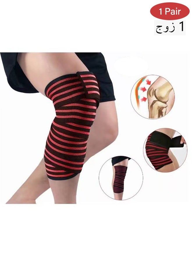 HY Professional Wrist Elbow Knee Wraps Elastic Straps Brace Support Protector for Weightlifting Workout Bodybuilding Gym Fitness  - Image 1