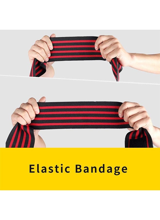 HY Professional Wrist Elbow Knee Wraps Elastic Straps Brace Support Protector for Weightlifting Workout Bodybuilding Gym Fitness  - Image 2