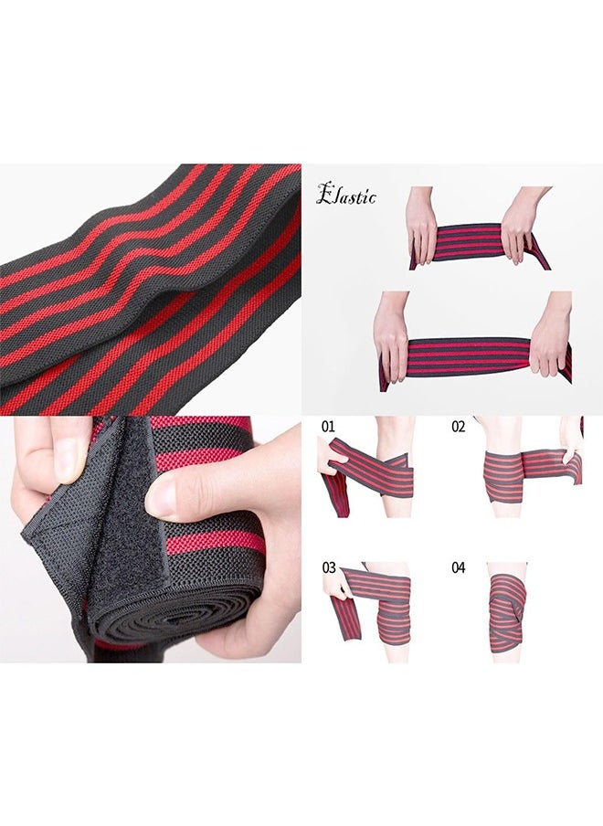 HY Professional Wrist Elbow Knee Wraps Elastic Straps Brace Support Protector for Weightlifting Workout Bodybuilding Gym Fitness  - Image 3