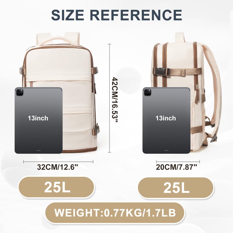 coowoz Travel Backpack For Women Men,Carry On Backpack,Hiking Backpack Outdoor Sports Rucksack Casual Daypack travel essentials(Beige Brown) - Image 4