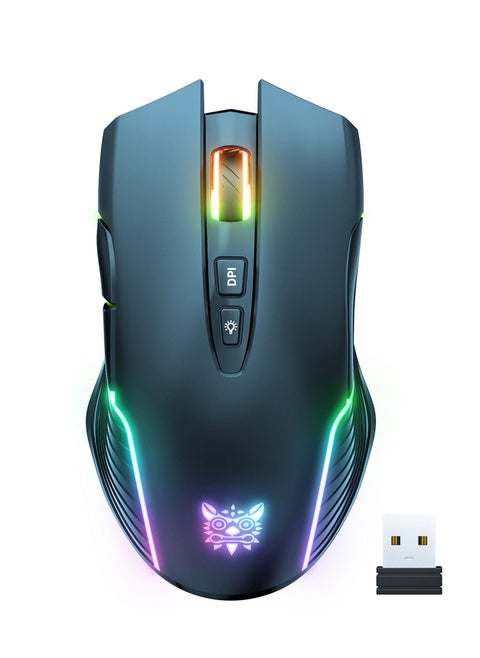 CW905 2.4G Wireless Gaming Mouse RGB Backlit E-sports Mouse Optical Computer Mice 5 Adjustable DPI with 7 Programmable Buttons for Laptop Desktop PC Computer