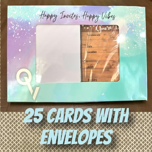 QualityVibe 25 rustic invitations & 25 envelopes for wedding, bridal shower, birthdays, engagements, bachelorettes This barn rustic invite style is also great for housewarming, retirement & rehersal parties. - Image 5