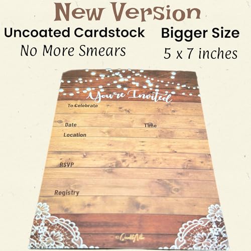 QualityVibe 25 rustic invitations & 25 envelopes for wedding, bridal shower, birthdays, engagements, bachelorettes This barn rustic invite style is also great for housewarming, retirement & rehersal parties. - Image 3