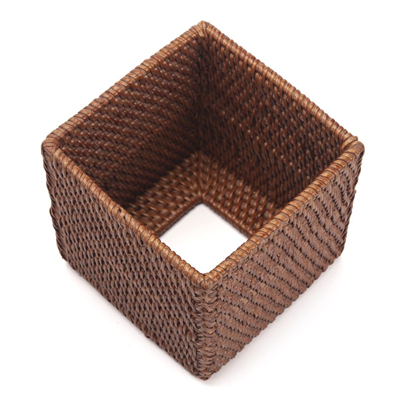 DECRAFTS Rattan Tissue Box Cover Natural Woven Facial Napkin Holder Square (Honey Brown, 5.5x5.5x5.9 Inch) - Image 2