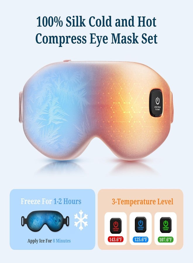 Azang 100% Silk Wireless Heated Eye Mask with Cooling, Relieves Dry Eye Syndrome and Puffy, Reduces Dark Circles, Adjustable Velcro Design and Washable Cover, Suitable for Travel & Gifts-Pink. - Image 3