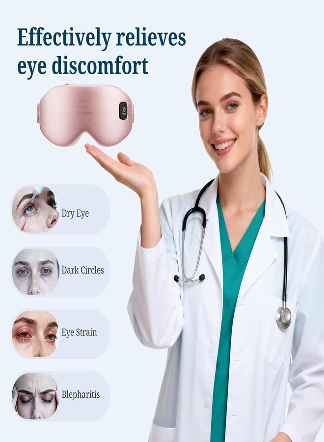 Azang 100% Silk Wireless Heated Eye Mask with Cooling, Relieves Dry Eye Syndrome and Puffy, Reduces Dark Circles, Adjustable Velcro Design and Washable Cover, Suitable for Travel & Gifts-Pink. - Image 5