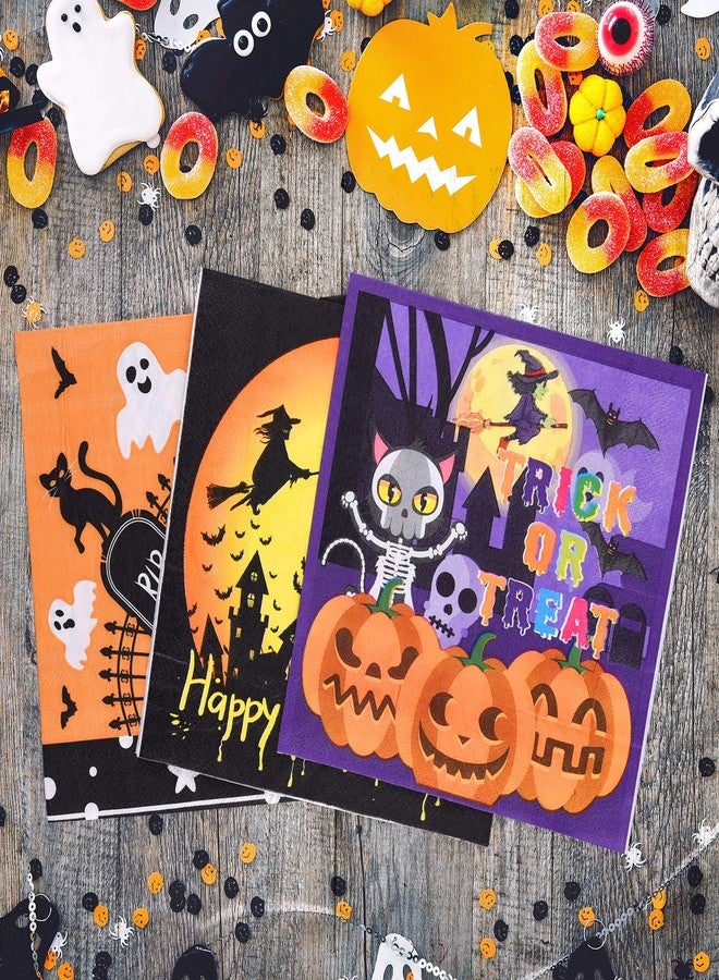 ASTARON 60 Pack Halloween Napkins 13"× 13", Disposable Paper Cocktail Napkins for Halloween Table Decorations Party Supplies - Image 5