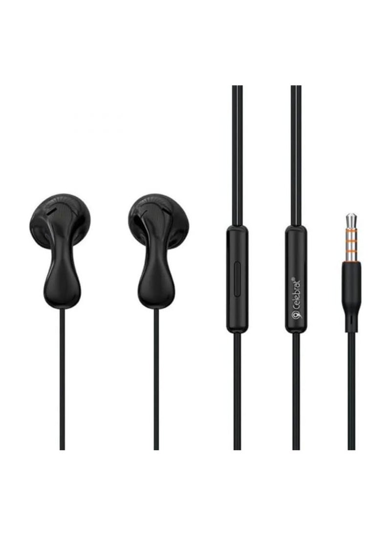 Celebrat - Celebrat G29 Wired Stereo Sound Earphones With Microphone And Controller Button Pure And Lossless Audio Quality And Clarity In Calls Fits Various Smart Devices 3.5 mm Audio Pin - Black - Image 1