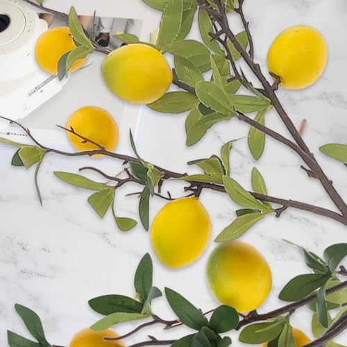 Woration 37.4 Inch Artificial Lemon Fruit Branches Fake Greenery Decoration for Home Garden Patio Flower Arrangement Photography Props 3pcs - Image 5