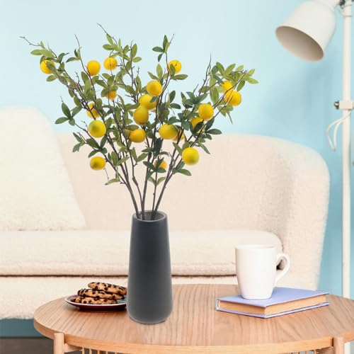 Woration 37.4 Inch Artificial Lemon Fruit Branches Fake Greenery Decoration for Home Garden Patio Flower Arrangement Photography Props 3pcs - Image 2