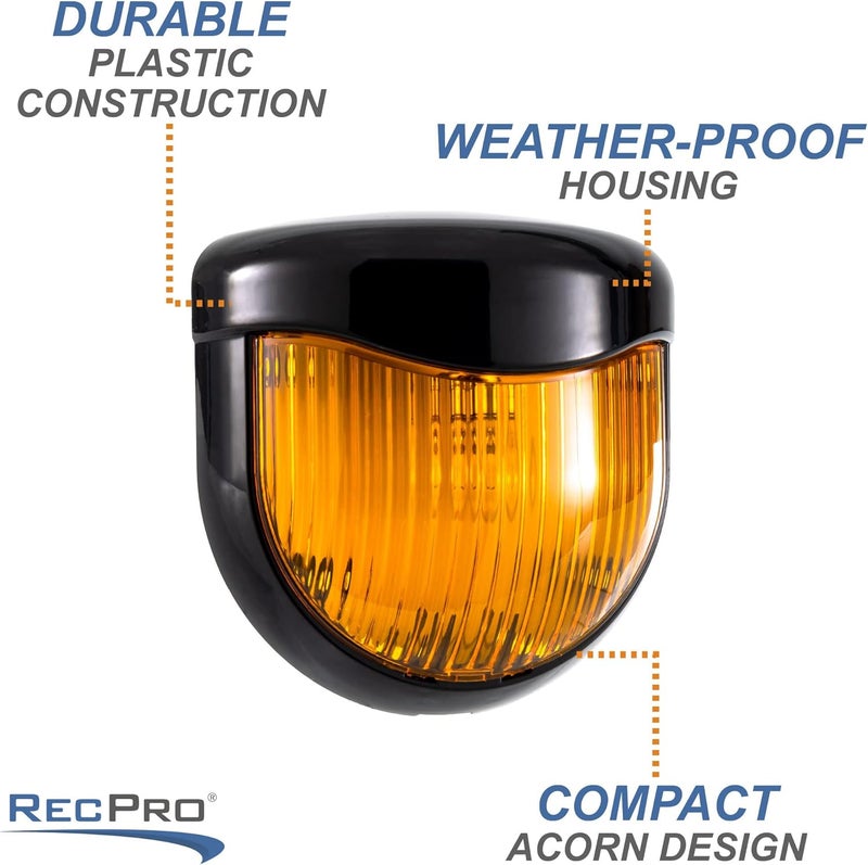 RecPro RV 12V Porch Light with Amber Lens - Utility Light Fixture for Motorhomes, Campers, Trailers, 5th Wheels - Image 5