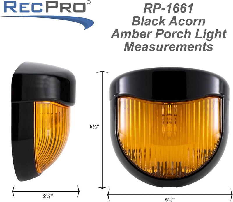 RecPro RV 12V Porch Light with Amber Lens - Utility Light Fixture for Motorhomes, Campers, Trailers, 5th Wheels - Image 4