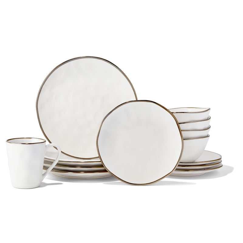 American Atelier American Atelier Luna Round Dinnerware Set Stoneware Dinner Party Collection w 4 Dinner Plates 4 Salad Plates 4 Bowls  4 Mugs  Unique Gift Idea for Any Special Occasion or Birthday 16 piece set