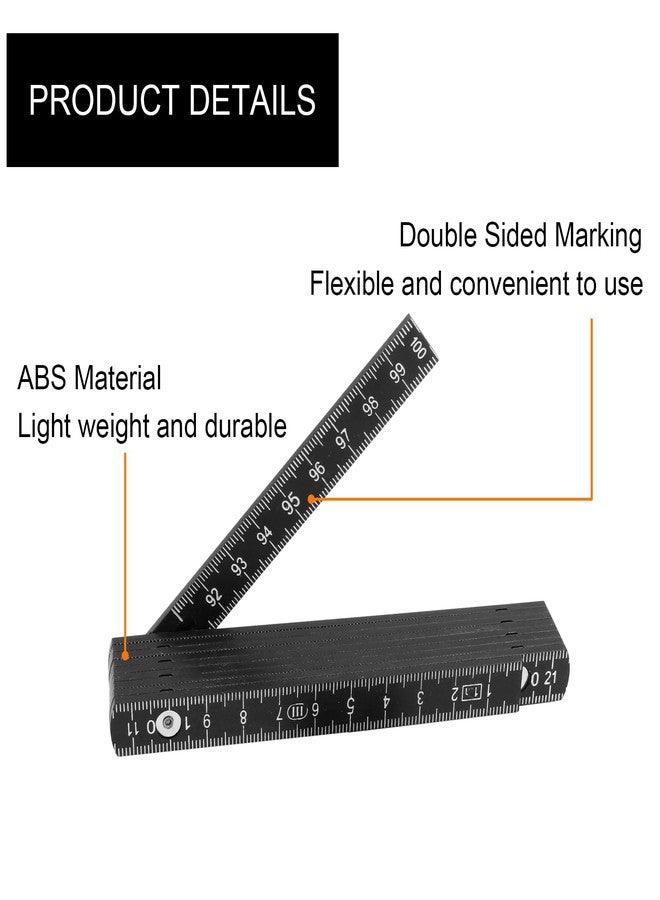 LifCratms Black ABS Folding Ruler, 1 Meter Length Foldable Measuring Ruler Metric Measuring Tool for Woodworking - Image 4