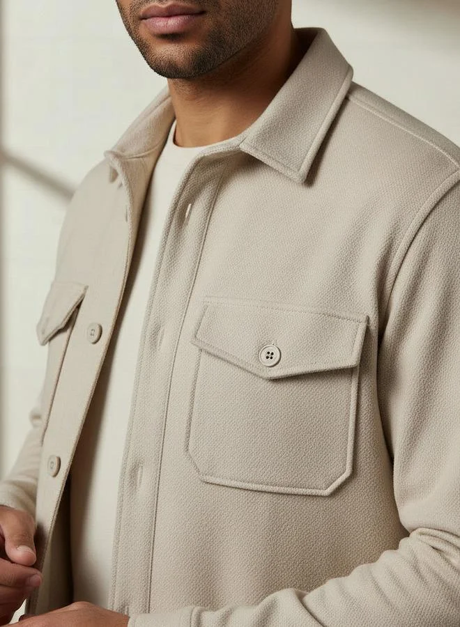 Splash FAV WHITE Men Regular Fit Flap Pocket Shacket for Men | Best Price UAE