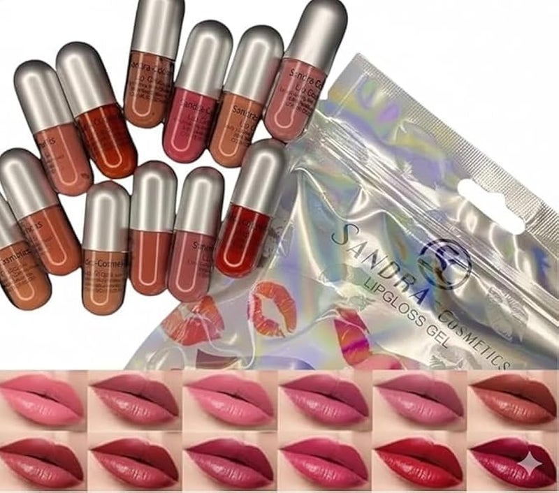 Liquid Lipstick Gel, Matte & Glossy Finish, Red, 12 Count - Image 2