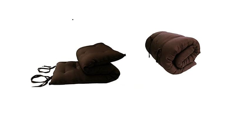 INDIAN DECOR INDIAN DECOR 80366 Futon Furniture Queen Size Black Cotton/Foam/Polyester Traditional Japanese Floor Rolling Futon Mattresses, Yoga Meditation Mats, Beds 3 x 45 x 80 - Brown  - Image 2