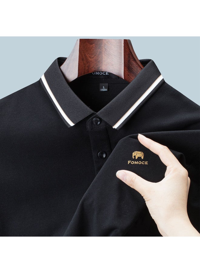 Fomoce men's 24 Summer New Ice-cool Minimalist Versatile Comfortable Cotton Short-sleeve Polo Shirt - Image 3