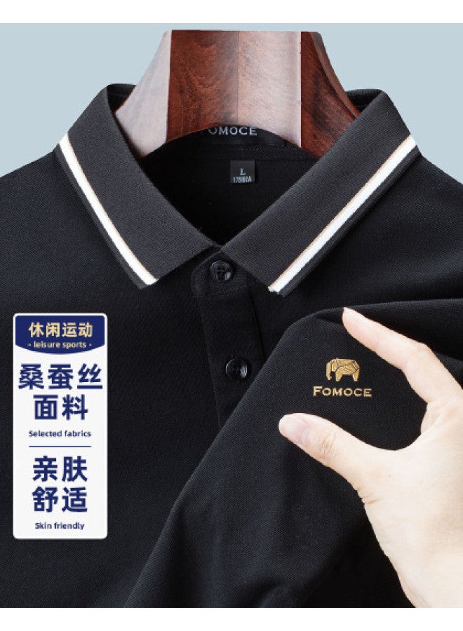 Fomoce men's 24 Summer New Ice-cool Minimalist Versatile Comfortable Cotton Short-sleeve Polo Shirt - Image 1
