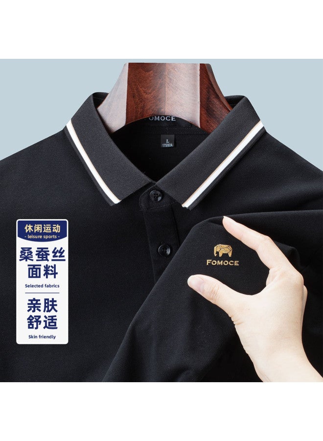 Fomoce men's 24 Summer New Ice-cool Minimalist Versatile Comfortable Cotton Short-sleeve Polo Shirt - Image 2