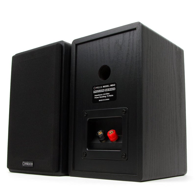 Micca مكبرات صوت ميكا MB42 للرفوف للسينما المنزلية، الصوت المحيطي، والاستريو، ومراقبة المجال القريب، 2-طريق (أسود، زوج) - Image 5
