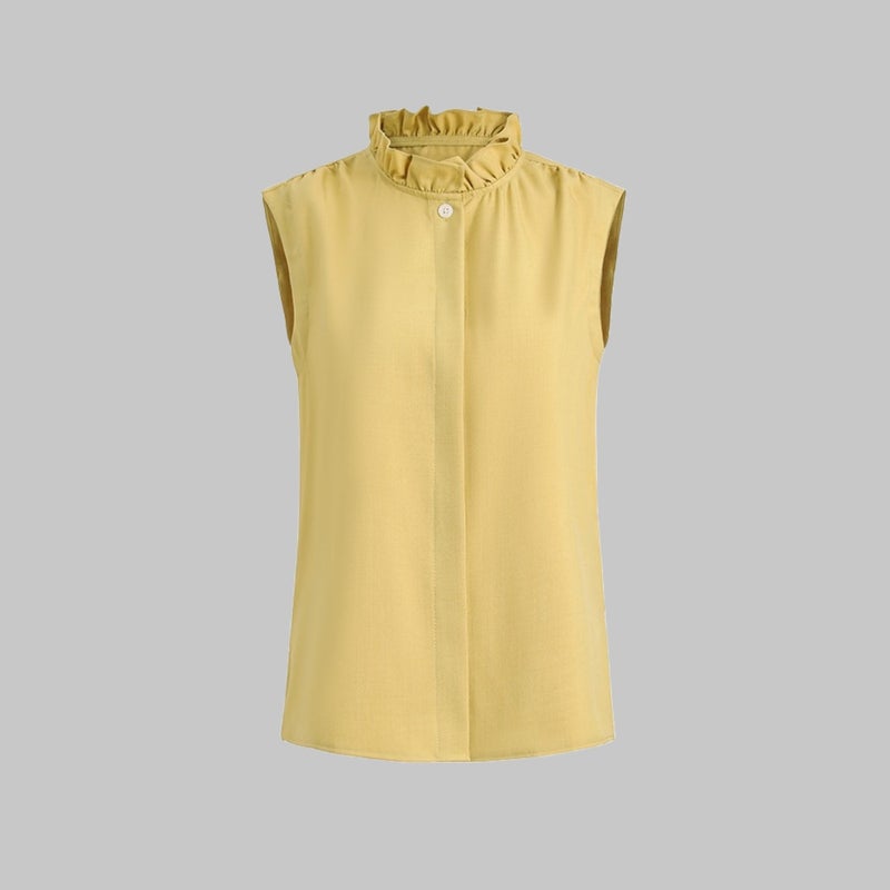 Dahong official carefully selected store layering artifact inner wear lotus leaf collar sleeveless shirt small vest lace versatile base shirt - Image 2