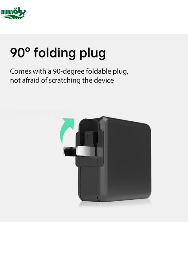 BURAQ 65W USB Ports x 1 + Type-C Port x 2 GaN Portable Mini Fast Charger Travel Charger with UK & US & EU Plug Set (Black) - Image 5