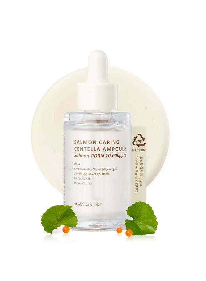 HEVEBLUE Salmon Caring Centella Ampoule - Salmon PDRN, Salmon Egg Extract, Centella, Madecassoside, Calming, Soothing, Restore and Rejuvenate, Sensitive Skin, Korean Skincare - Image 1