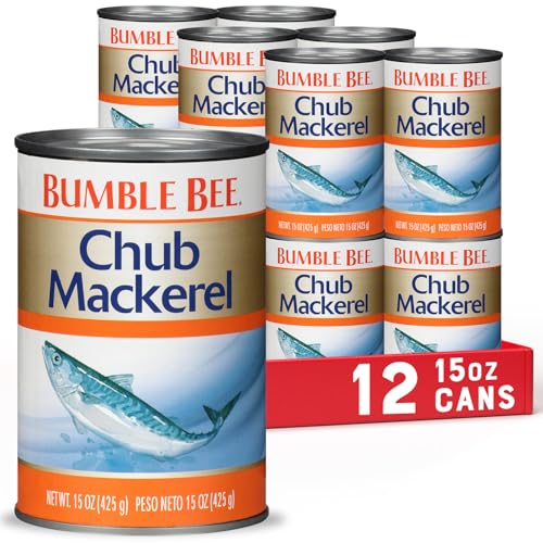 Bumble Bee Chub Mackerel 15 oz Can Pack of 12  Canned Mackerel Fish High Protein Keto Food Gluten Free - Image 1
