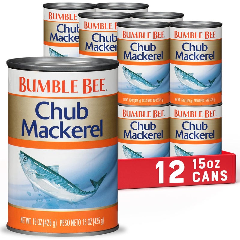 Bumble Bee Chub Mackerel 15 oz Can Pack of 12  Canned Mackerel Fish High Protein Keto Food Gluten Free - Image 3
