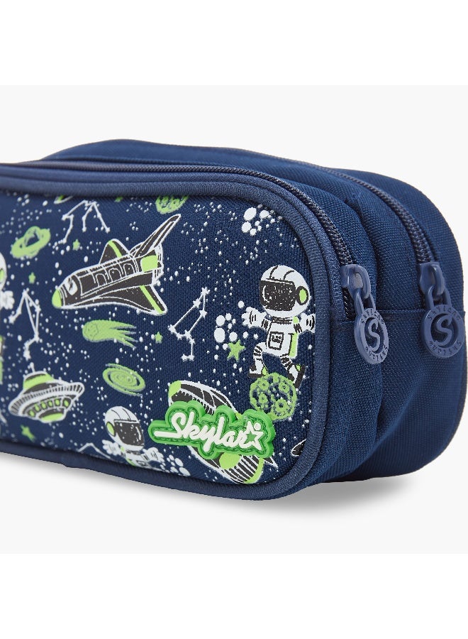 Skylar Glow in the Dark Space Print Pencil Pouch for Kids - Image 5