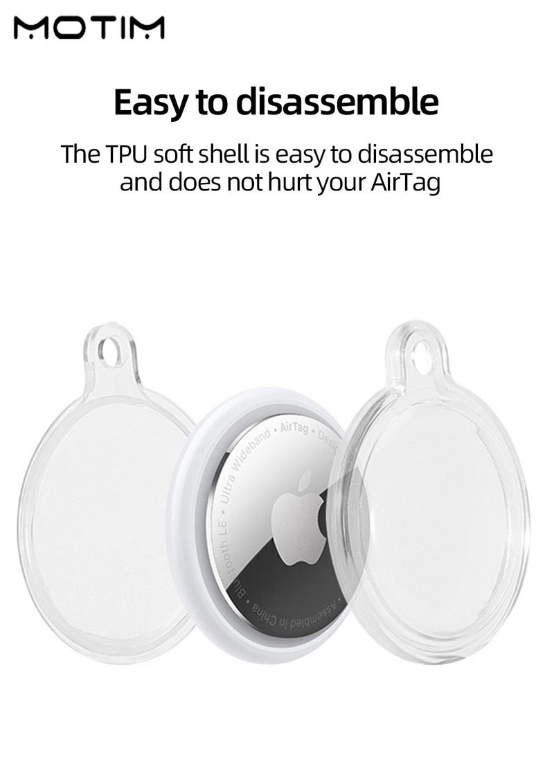 Motim - 4 Pcs Airtag Holder Case Clear Case with Keychain Accessories, Keychain Case All Inclusive Anti Lost, Easy Attachment to Wallets Keys and Pet Collars - Image 1
