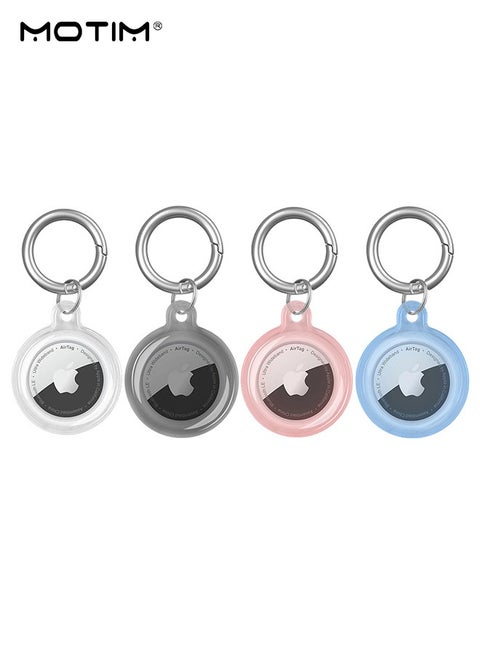 4 Pcs Airtag Holder Case Clear Case with Keychain Accessories, Keychain Case All Inclusive Anti Lost, Easy Attachment to Wallets Keys and Pet Collars