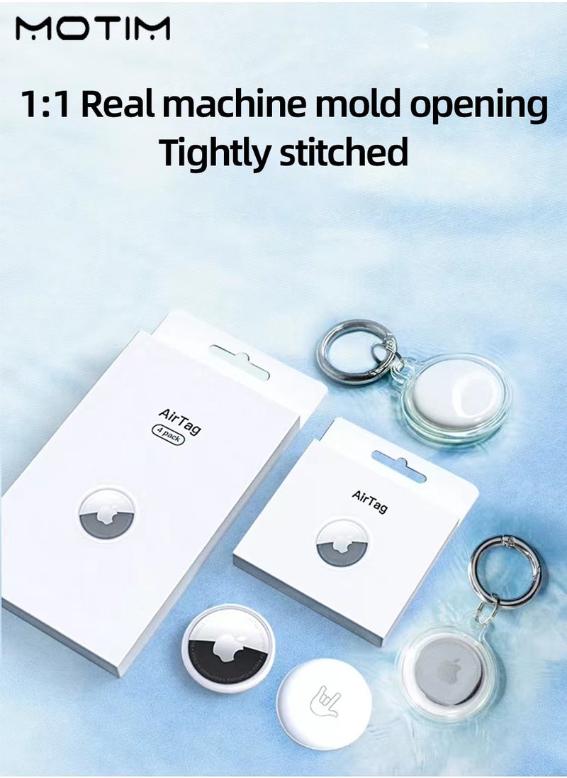 Motim - 4 Pcs Airtag Holder Case Clear Case with Keychain Accessories, Keychain Case All Inclusive Anti Lost, Easy Attachment to Wallets Keys and Pet Collars - Image 1