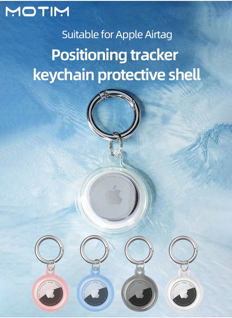 Motim - 4 Pcs Airtag Holder Case Clear Case with Keychain Accessories, Keychain Case All Inclusive Anti Lost, Easy Attachment to Wallets Keys and Pet Collars - Image 1