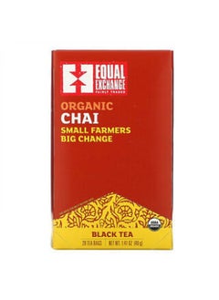 Equal Exchange Equal Exchange, Organic Chai Black Tea, 20 Tea Bags, 1.41 oz (40 g)  - Image 2