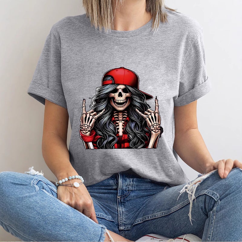 Independent Station Women'S Tops Round Neck Cartoon Printed Short-Sleeved T-Shirt-M - Image 3