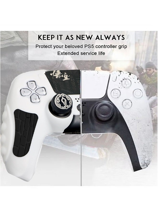 Wukong Theme PS5 Controller Silicone Protective Case, with Anti-Shock and Anti-Scratch Properties Comes, with Thumbstick Caps, Black Myth Wukong Skin Friendly Gamepad Protective Sleeve - White - Image 3