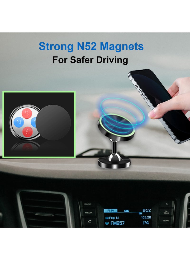 KASTWAVE Magnetic Phone Holder for Car, Universal Phone Mount for car, Dashboard Car Phone Holder, 360 Adjustable Magnetic Car Mount Fits for Samsung, iPhone 14, All Phones (Luminous 2 Pcs) - Image 3