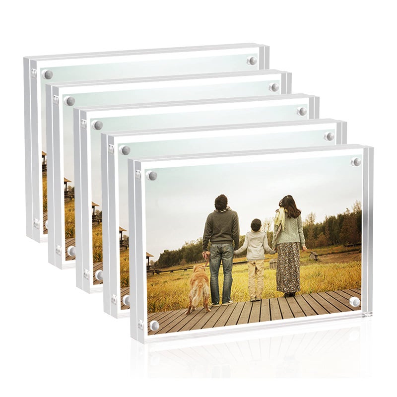 Sezanrpt Sezanrpt 5 Pack Acrylic Picture Frames 25x35 inches Clear Double Sided Magnetic Photo Block FrameDesktop Frameless Picture Display Frames Wallet Small Picture Frames 2x3 