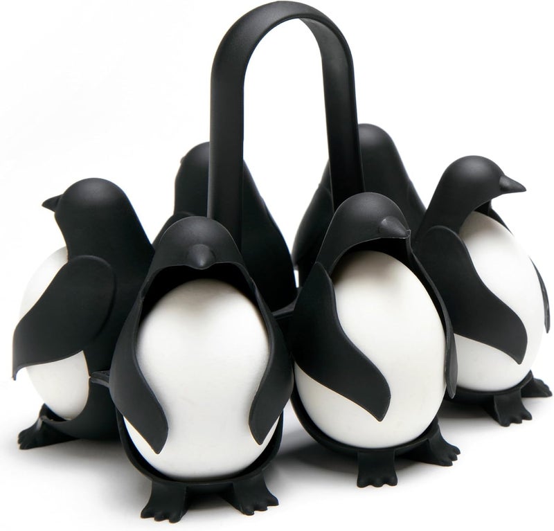Cute Penguin Egg Holder for Refrigerator, Egg Organizer Rack Holds 6 Eggs, Food Safe Egg Storage Stand for Kitchen Counter, Boiling Egg Holder for Easy Cooking and Decorative Kitchen Accessory - Image 1