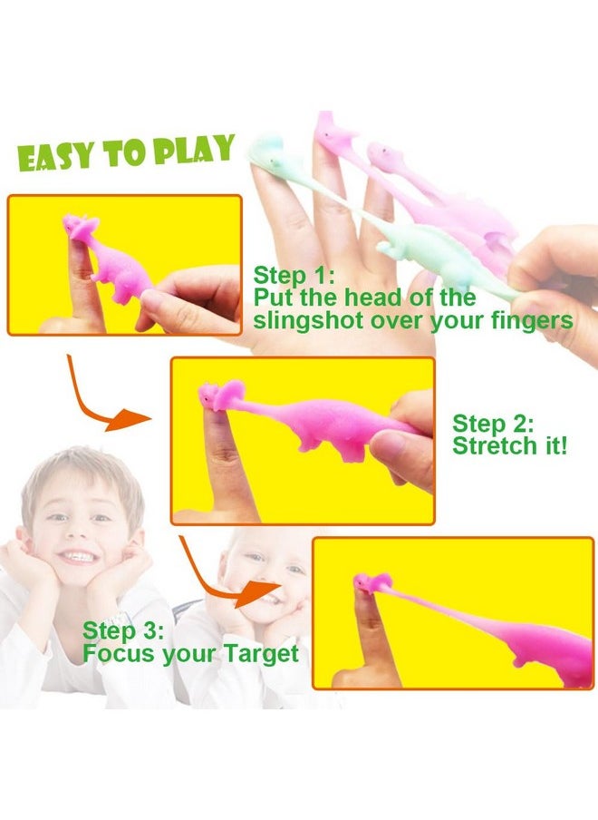 Dshengoo - 36Pcs Dinosaur Finger Slingshot Toys,Flick Stretchable Rubber Dino Catapult Toys,No Sticky Flying Stretchy Animals For Party Favor Gifts,Shooter Games,Christmas,Easter,Random Colors - Image 1