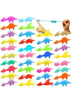 36Pcs Dinosaur Finger Slingshot Toys,Flick Stretchable Rubber Dino Catapult Toys,No Sticky Flying Stretchy Animals For Party Favor Gifts,Shooter Games,Christmas,Easter,Random Colors
