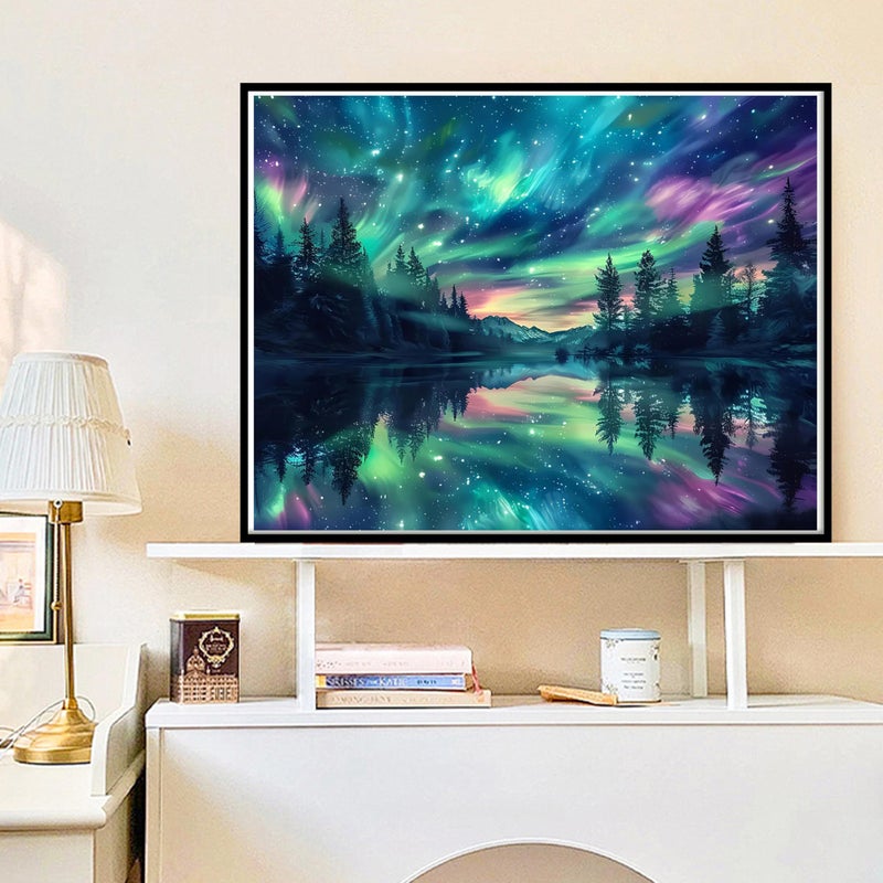 Hutarosl Aurora Diamond Painting for Adults-Diamond Art,Aurora 5D Diamond Painting Kits for Adult,Starry Sky Gem Art for Adults and Crafts Home Decor 12x16inch - Image 3
