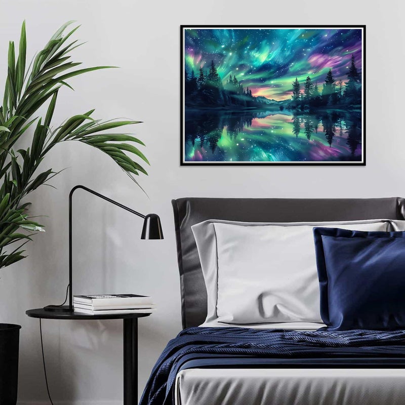 Hutarosl Aurora Diamond Painting for Adults-Diamond Art,Aurora 5D Diamond Painting Kits for Adult,Starry Sky Gem Art for Adults and Crafts Home Decor 12x16inch - Image 2