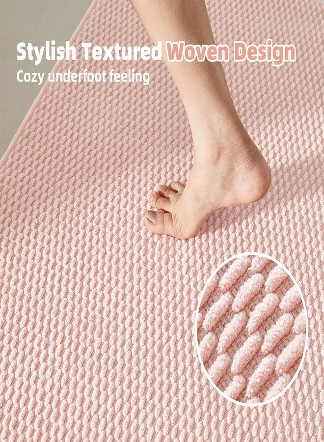 TYUU Pink Bathroom Rugs Non Slip Washable, Super Absorbent Thin Bath Mat Small Quick Dry Low Pile Bathroom Rug, Pink 16"x24" - Image 3