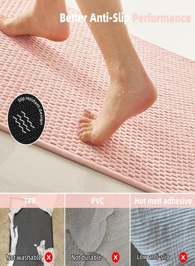 TYUU Pink Bathroom Rugs Non Slip Washable, Super Absorbent Thin Bath Mat Small Quick Dry Low Pile Bathroom Rug, Pink 16"x24" - Image 4
