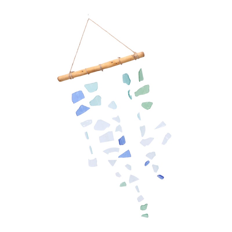 Sea Glass and Wood Chime Handcrafted Outdoor Wind Chime Decoration for Outside Patio Home Garden - Image 4