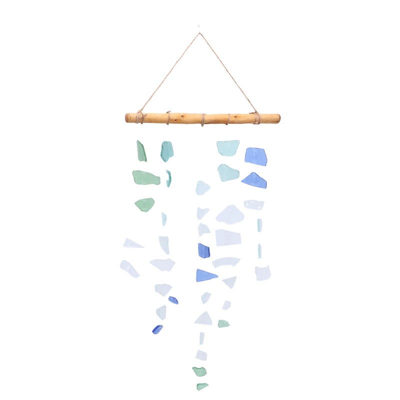 Sea Glass and Wood Chime Handcrafted Outdoor Wind Chime Decoration for Outside Patio Home Garden - Image 3